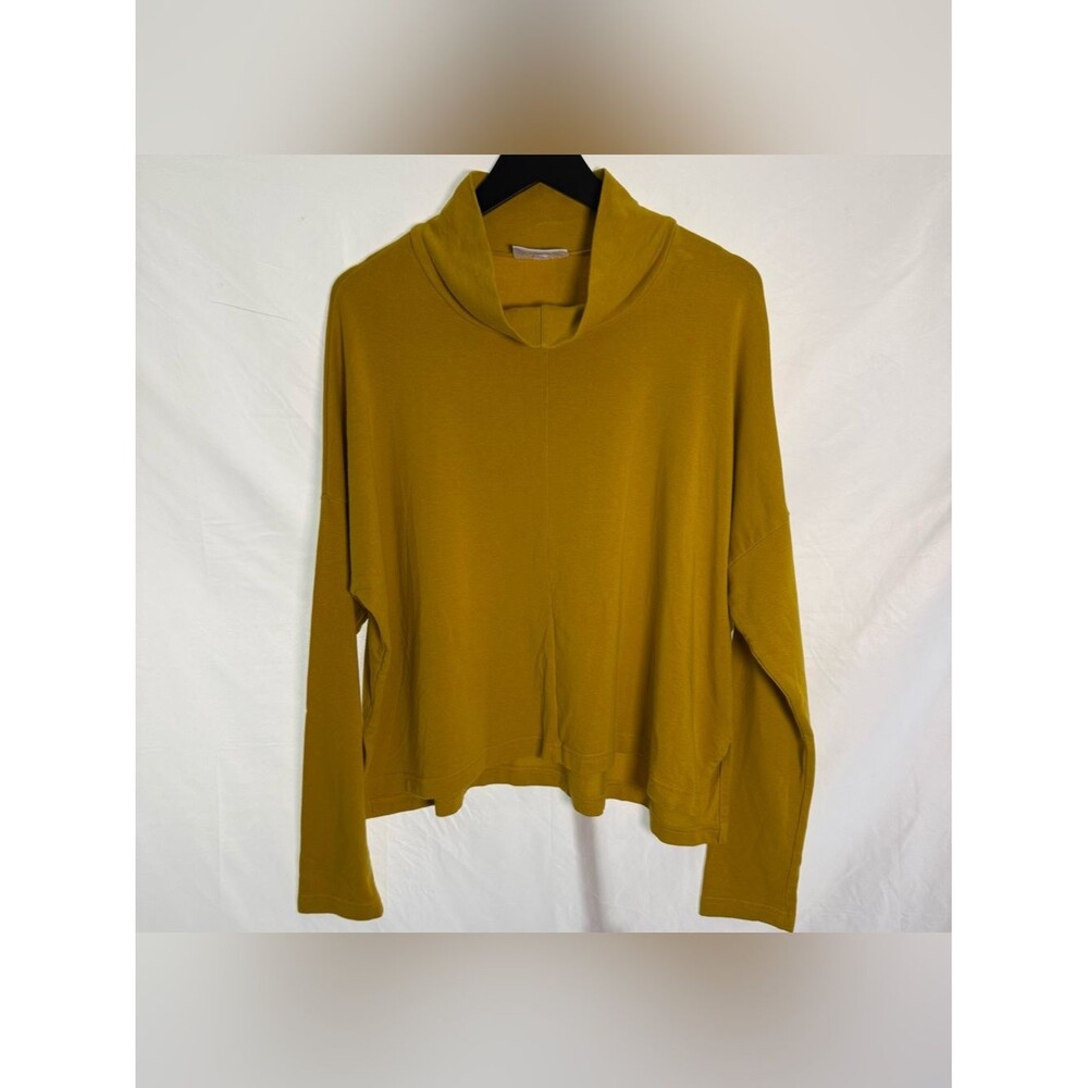 Bryn Walker Bamboo Organic Cotton Cowl Neck Tunic Yellow Size Medium Oversized